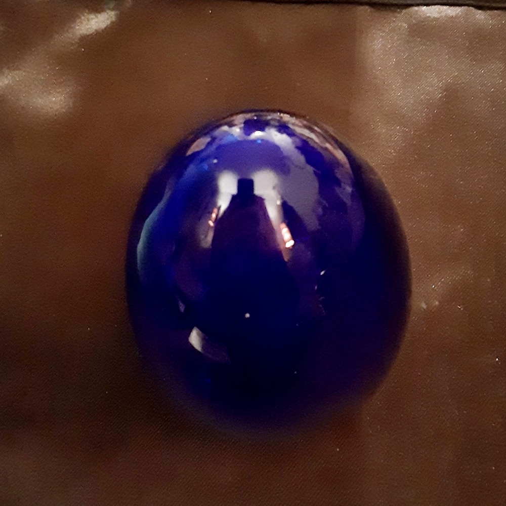Estate Anton Intaglio Cobalt Blue Fenton Gullet Glass Egg Paperweight